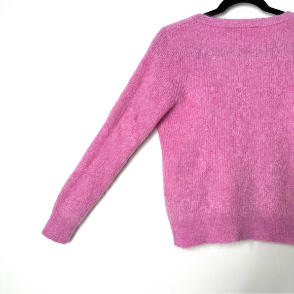 Selected Femme Coquette Girl Baby Pink Wool Mohair Blend V-Neck Sweater - Picture 15 of 15